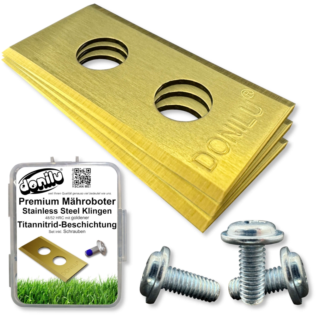 Ersatzmesser Klingen kompatibel mit Grouw® Mähroboter - Titannitrid-Beschichtung - DONILU® - 30 Stück